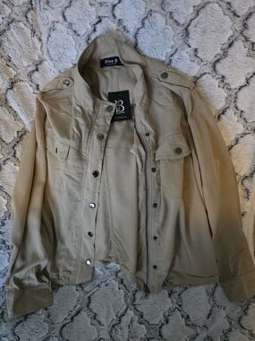 Blue B Collection Boutique Tan Utility Rayon Tencel Jacket Sz S NWT
